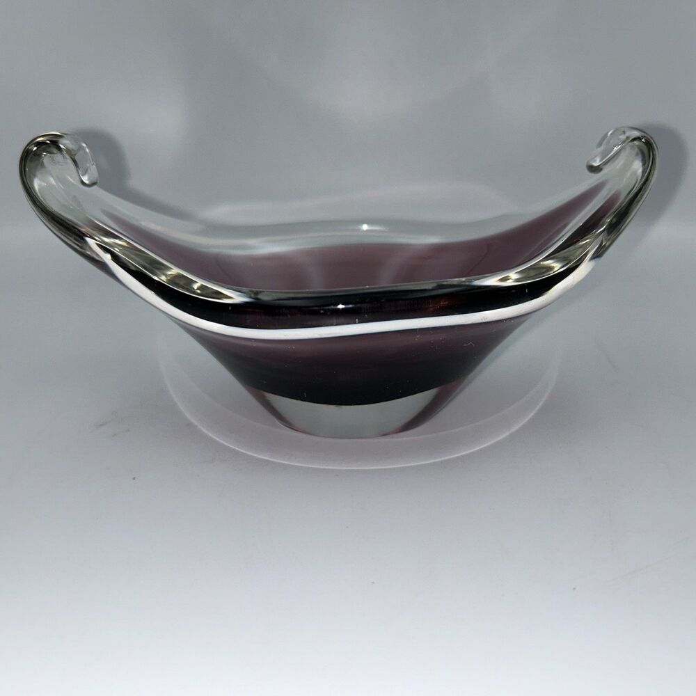 Paul Kedelv - Coquille Flygsfors Pink Purple Art Glass Bowl 1950s- 3 piece set - Picture 12 of 16